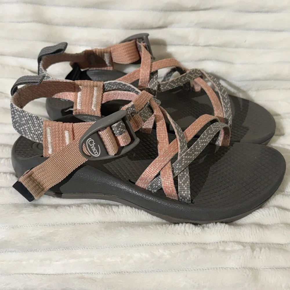 Chaco Kids ZX/1 EcoTread Sandal Vegan Pink Burlap Heather Size 1 Beach Resortwea